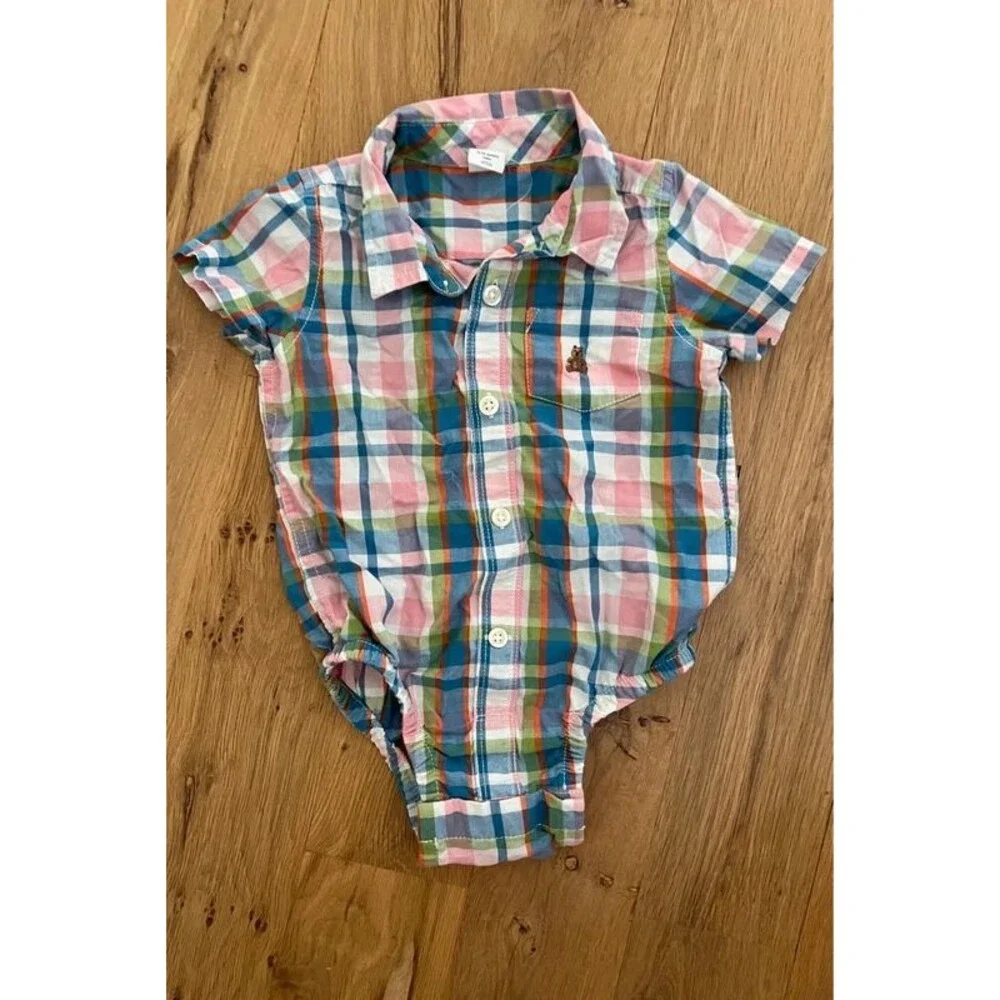 Baby Gap 12-18 Plaid Onesie NWOT
